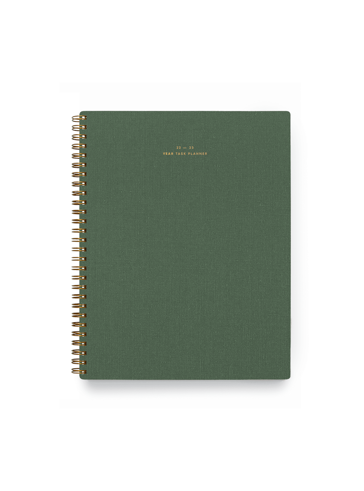 The Appointed Year Task Planner in Fern Green with brass wire-o binding, foil details, and textured bookcloth covers | Fern Green