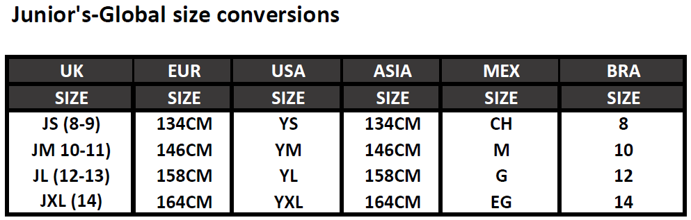 Juniors Global Size Conversions