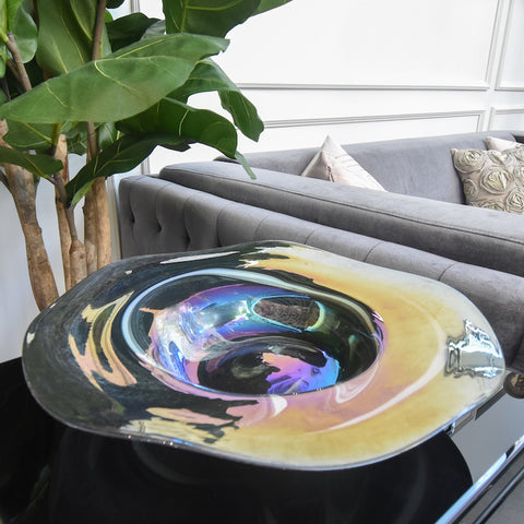 Bouges Grey Swirls Glass Decor Plate
