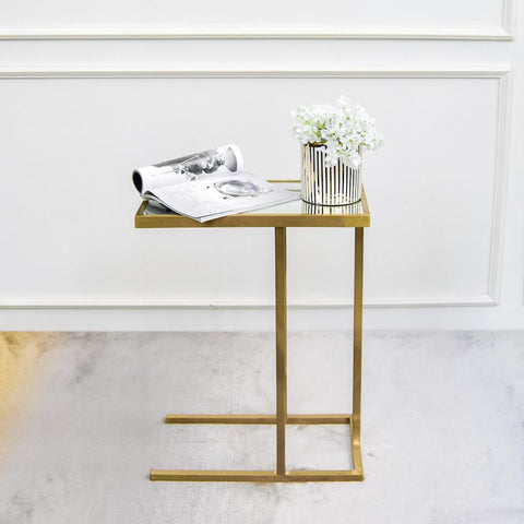 Butler C-Shaped End Table, Gold