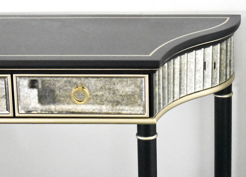 Philippe Black Gold Mirrored Console Table