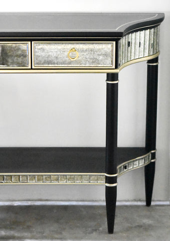 Philippe Black Gold Mirrored Console Table