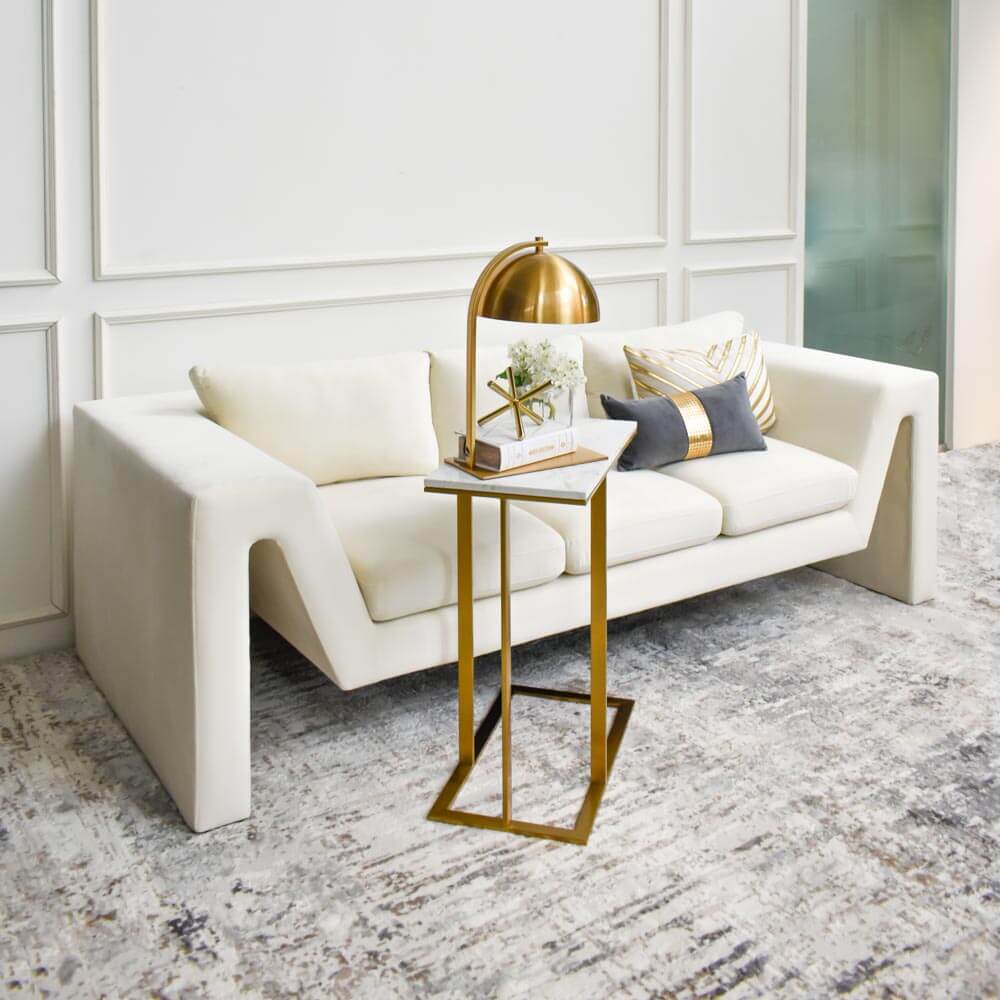 marble c shaped side table