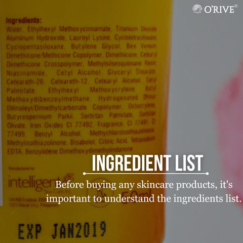 Skincare Label Ingredients List