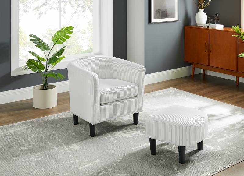 Chic Corduroy Accent Chair with Matching Ottoman