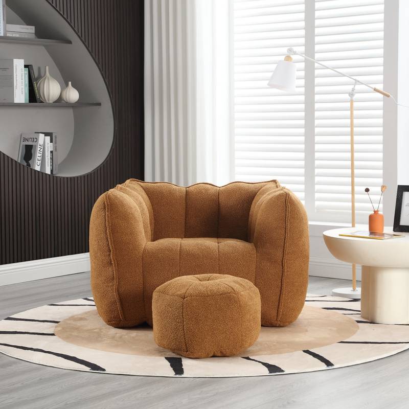 Cozy Foam Bean Bag Chair with Footstool – Perfect for Gaming, Reading, and Relaxing!