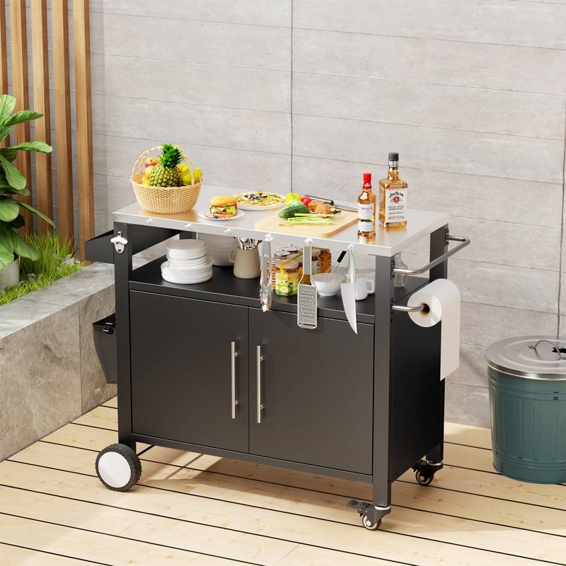 Grill Master’s Rolling Cart - Outdoor BBQ Station with Storage & Spice Rack