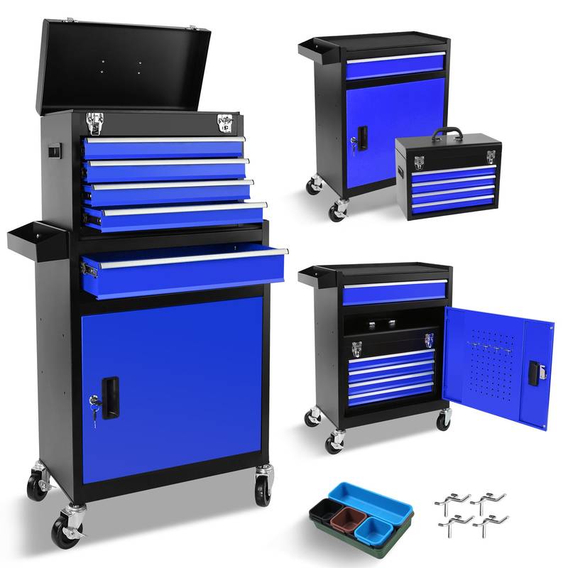 Rolling Tool Chest with Lockable Wheels & Organizer