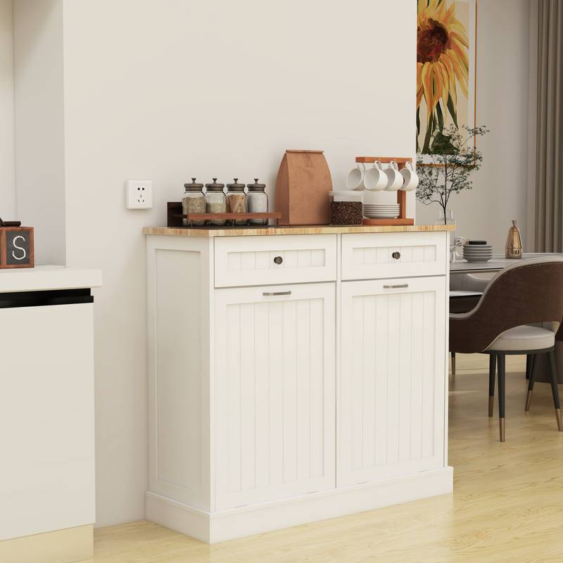 Stylish Tilt-Out Trash Cabinet with Drawers