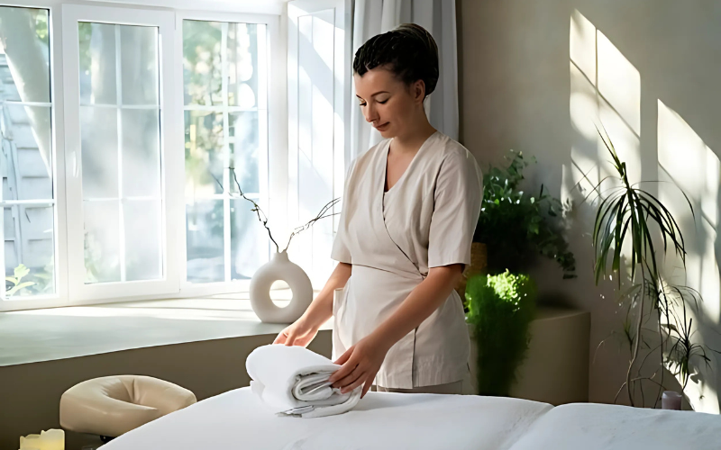 Cleaning a massage table