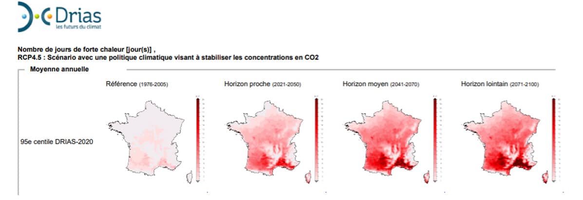 Journée chaudes France 2050