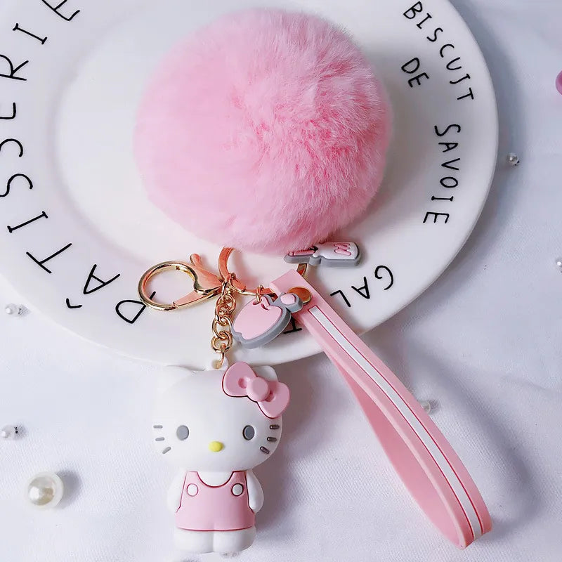 Kawaii Sanrio Fluffy Keychain with doll