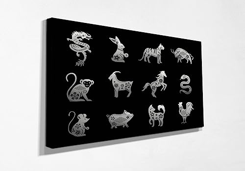 Calendar Zodiac Sign Chinese Tradition Art Canvas Print Wall Decoration
