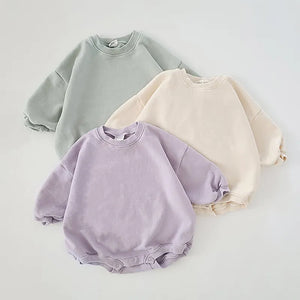 Newborn Infant Baby Solid Color Sweatshirt Romper - BabiesWuvUs