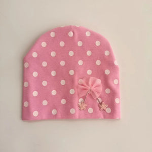 baby girl bow tie dot cotton flower beanie - BabiesWuvUs