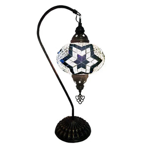 Hanging Mosaic Desk Lamp in A Navy/White Star Pattern - 1692 Metaphysical Gifts