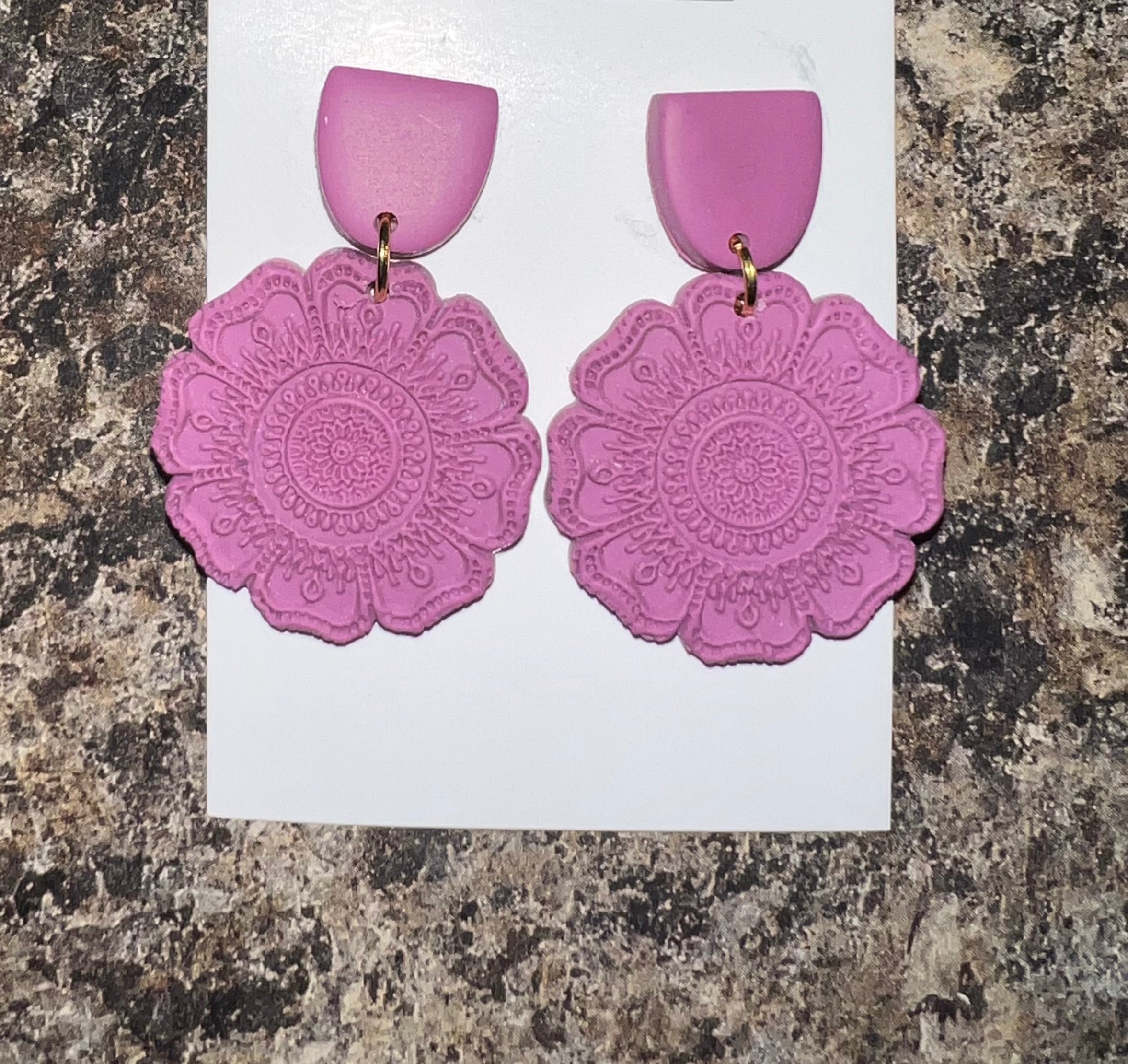 Spring Mandala Flowers, Flower Clay Earrings
