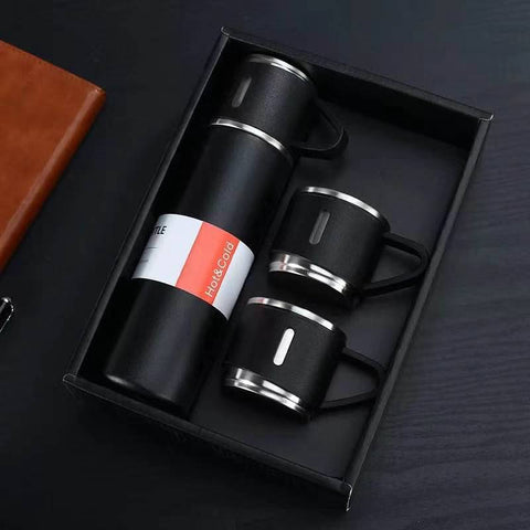 3 Cup Double-Layer Stainless Steel Vacuum Flask Set Price is just ❗Rs