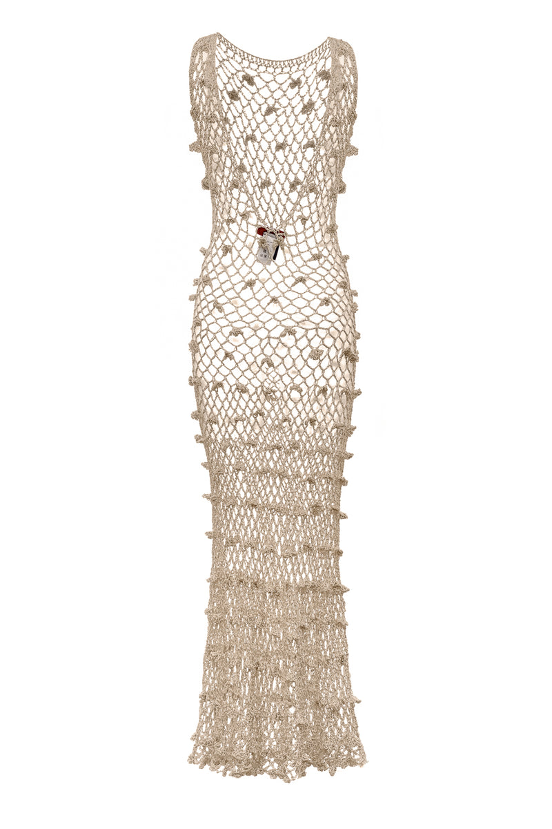 andreeva crochet silver dress