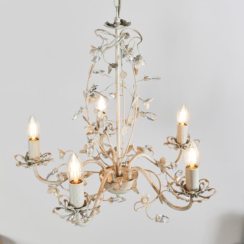 cream 5 light chandelier