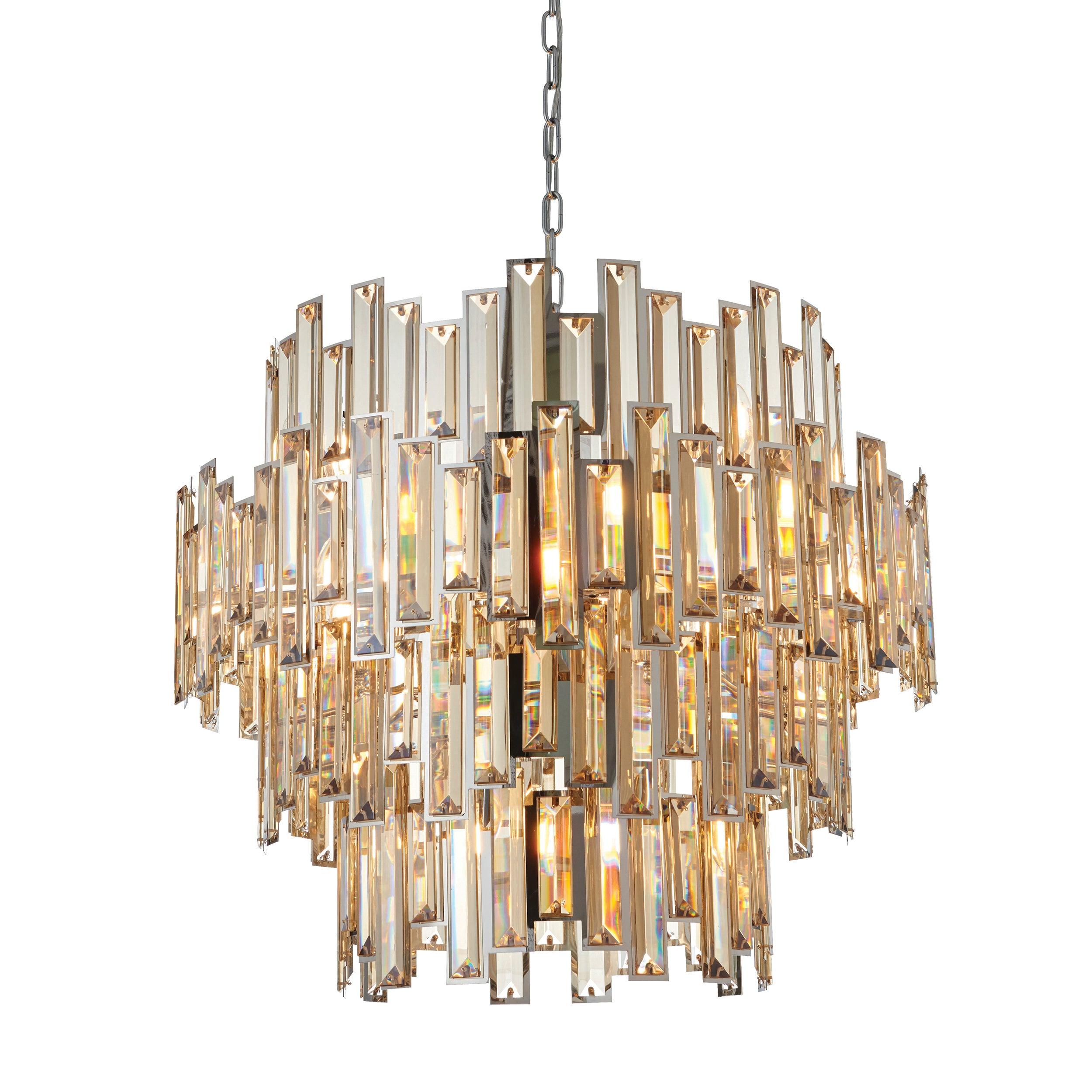 Endon Viviana 15 Light Tinted Champagne Crystal Chandelier - Tiffany Lighting Direct product image