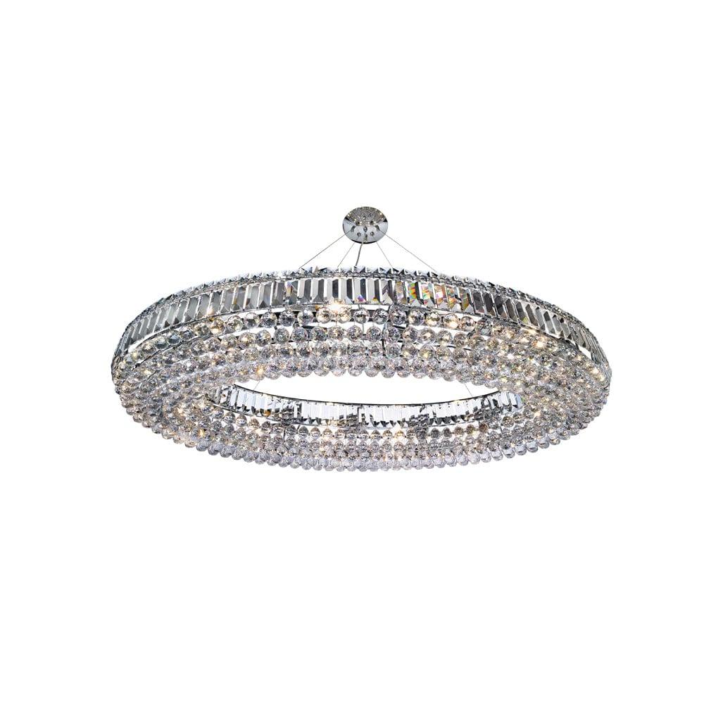 Vesuvius Oval 24 Light Chrome & Clear Crystal Pendant - Tiffany Lighting Direct product image