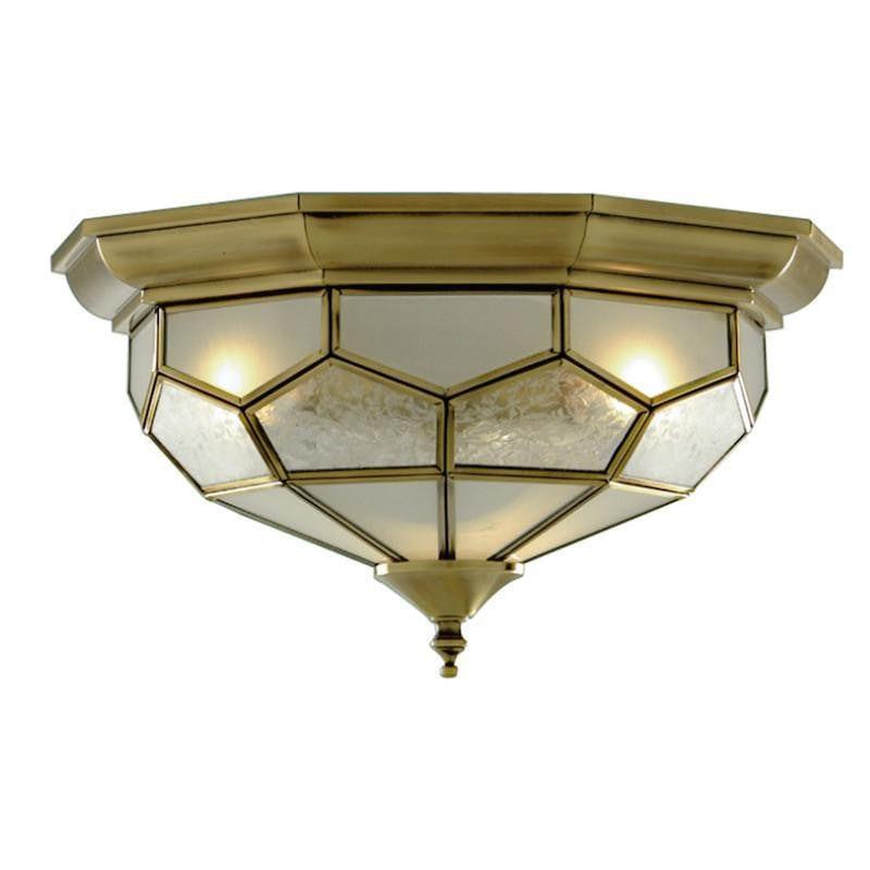 Searchlight Antique Brass Finish And Clear Frosted Sanded Glass Lantern Style Flush Ceiling Light By Searchlight Lighting Discover Our Ranges Of Tiffany Lamp Art Deco And Traditional Lighting Free Delivery Tiffany Lighting Direct