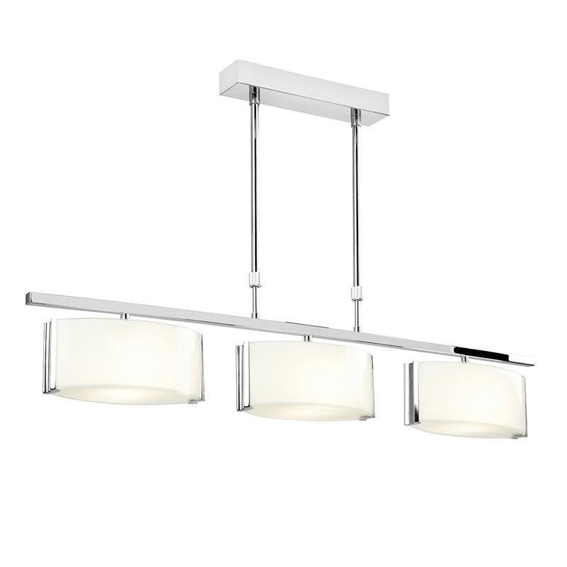 Clef 3lt Bar Chrome Plate Gloss White Glass Semi Flush Ceiling