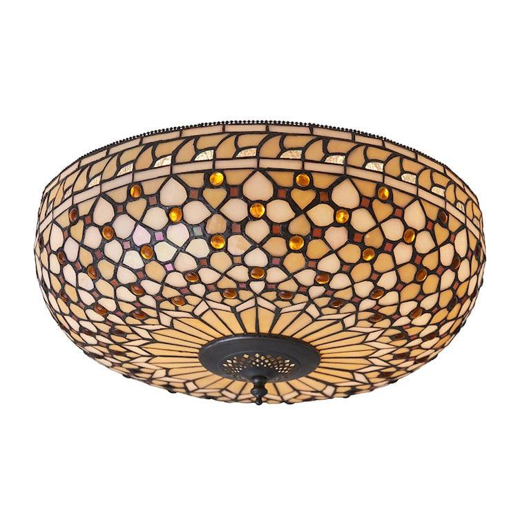 Mille Feux Large Flush Tiffany Ceiling Light