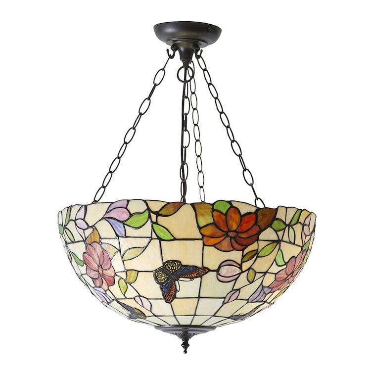 Butterfly Large Inverted Tiffany Ceiling Light