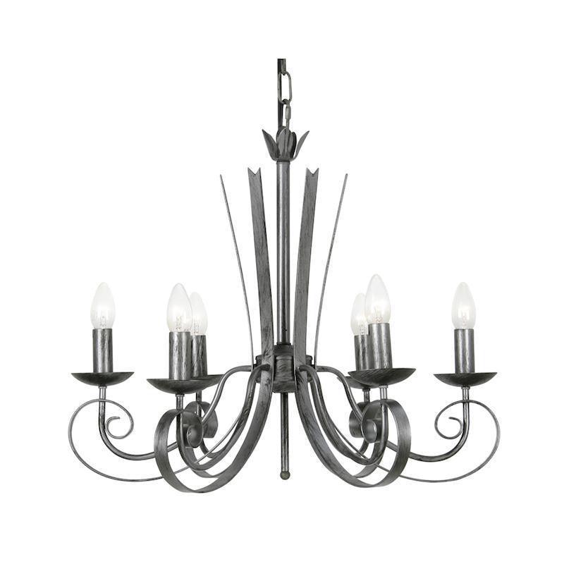 Arundel 6 Light Silver Brushed Black Chandelier 8121 6 Bs