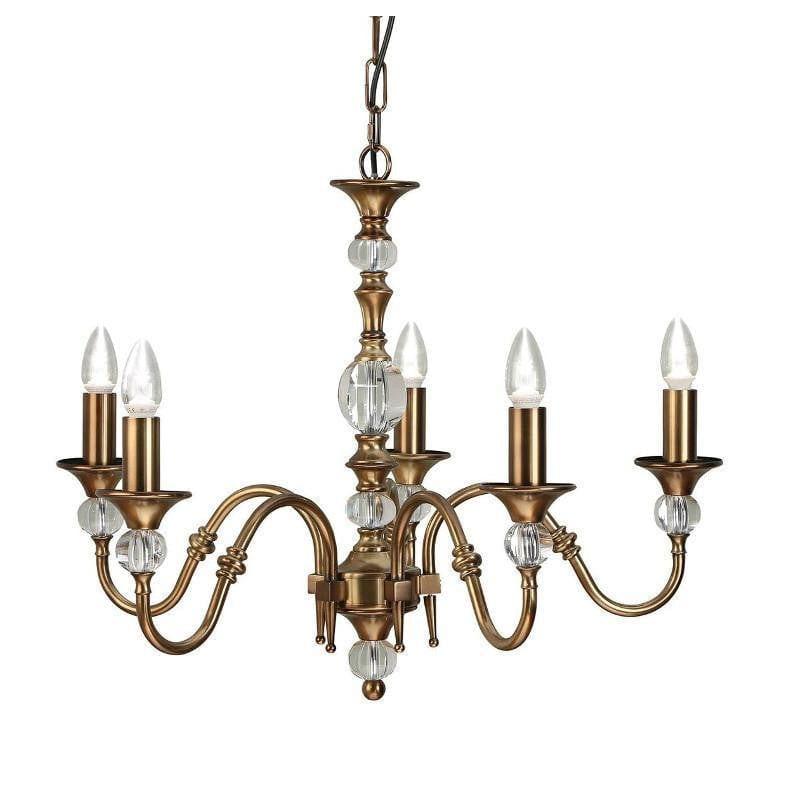 Polina 5 Light Antique Brass Finish Chandelier Lx124p5b Tiffany