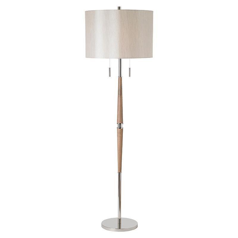 Altesse Natural Wood And Oatmeal Faux Silk Floor Lamp Altesse Flni