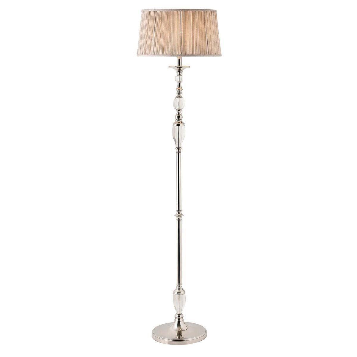 Polina Polished Nickel Finish Floor Lamp With Beige Shade 70818