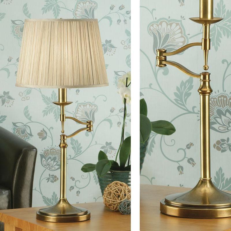 antique brass swing arm table lamp
