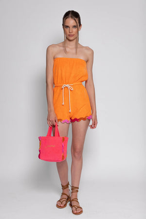 Sunset Escape Terry Romper in Orange - Amanda Jean NYC