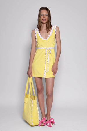 VERONICA SHORT DRESS TERRY LEMON - Amanda Jean NYC
