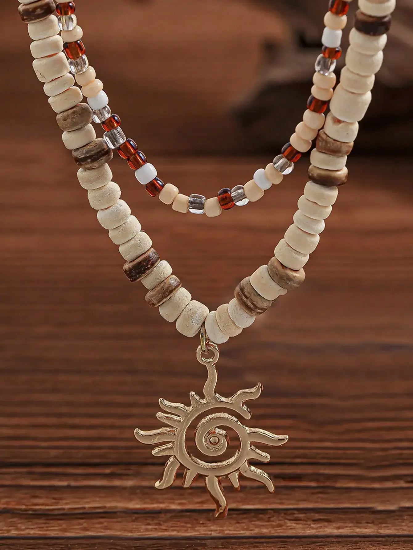 collier perles homme surfer bois coco plage