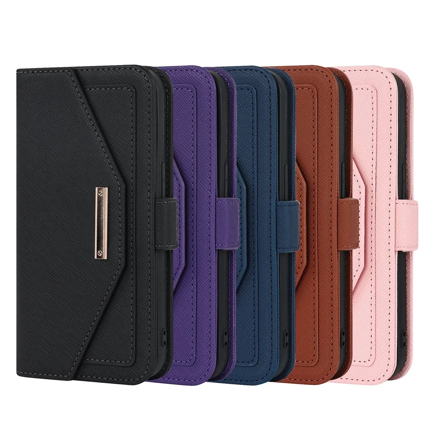 GoHappy Etui Portefeuille Bandoulière Magnetique Cuir avec Miroir pour iPhone