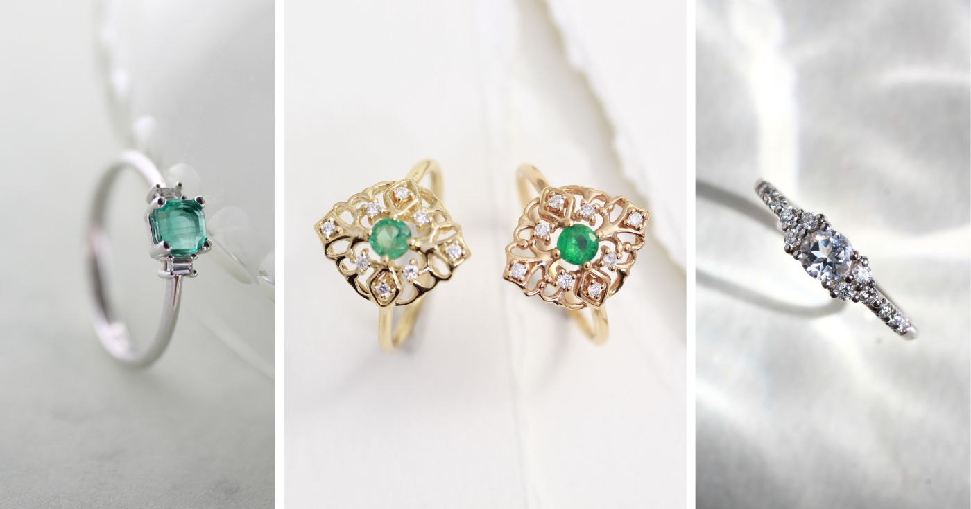 joyas vintage con oro y esmeraldas