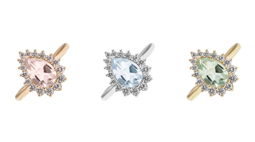 anillo de oro personalizado con gemas de colores