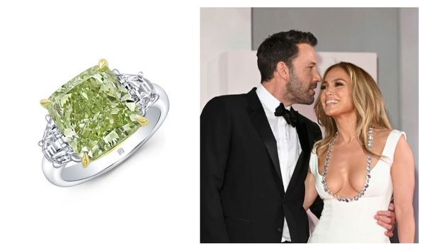 tendencias en joyería: anillo compromiso con diamante verde de Ben Affleck para Jeniffer López