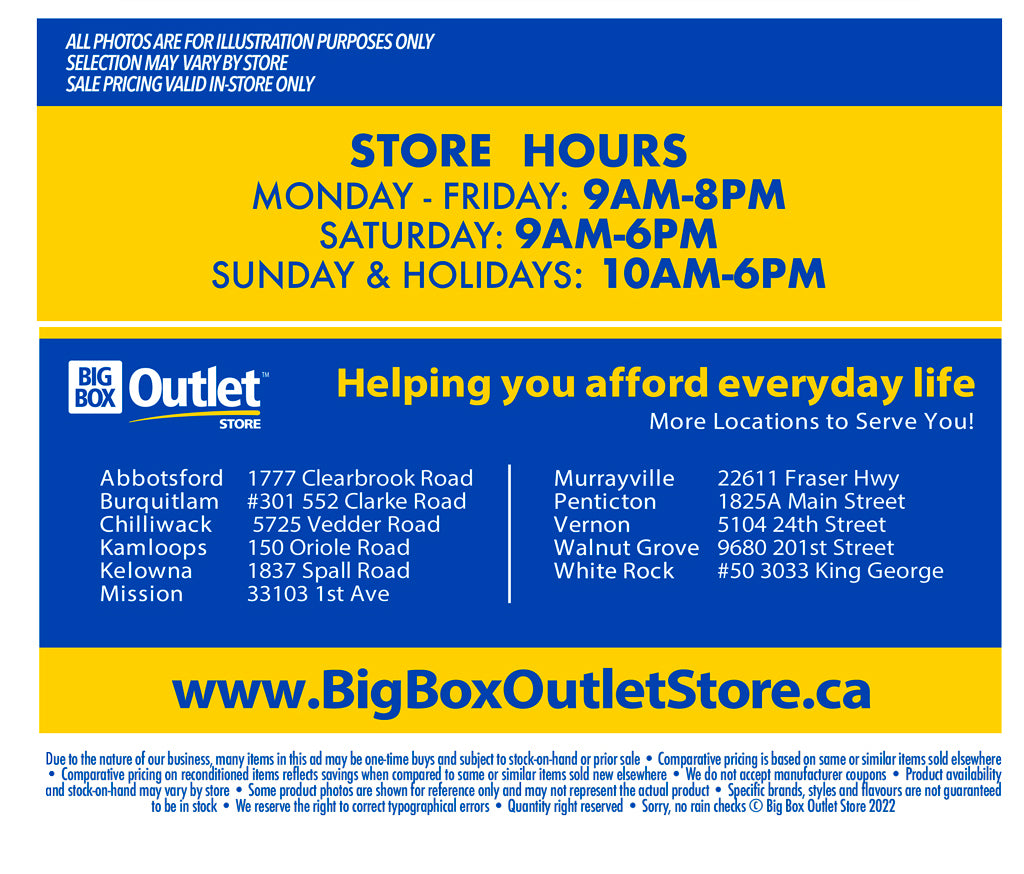 BIG BOX OUTLET STORE HOURS 11 LOCATIONS HELPING YOU AFFORD EVERYDAY LIFE