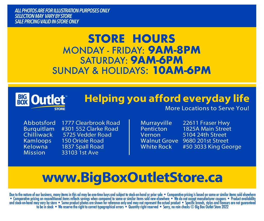 BIG BOX OUTLET STORE HOURS 11 LOCATIONS HELPING YOU AFFORD EVERYDAY LIFE 