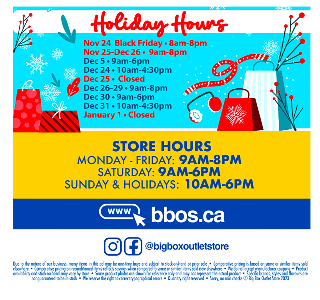 BIG BOX OUTLET STORE HOLIDAY HOURS!