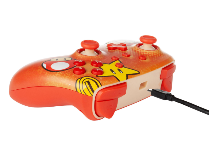 PowerA Mario Vintage Enhanced Wired Controller for Switch - Vintage Red/Gold