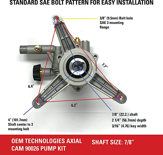 OEM Technologies 90026 Vertical Axial Cam Replacement Pressure Washer Pump Kit