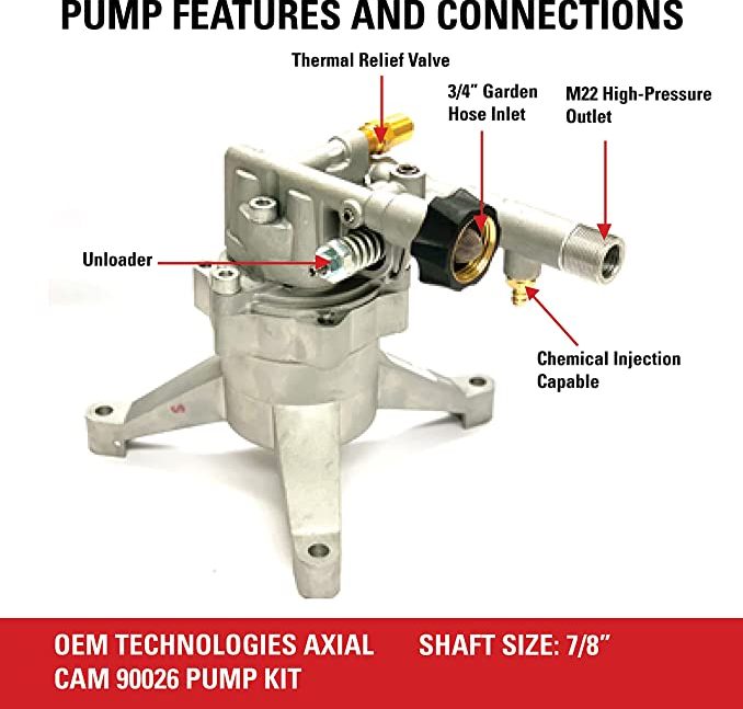 OEM Technologies 90026 Vertical Axial Cam Replacement Pressure Washer Pump Kit