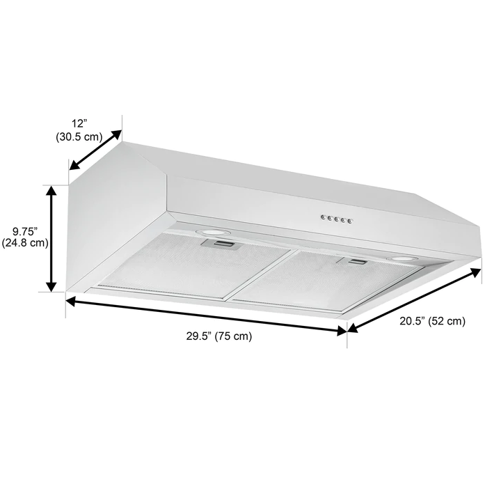 Ancona AN-1805 30" Stainless Steel Convertible Under Cabinet Range Hood