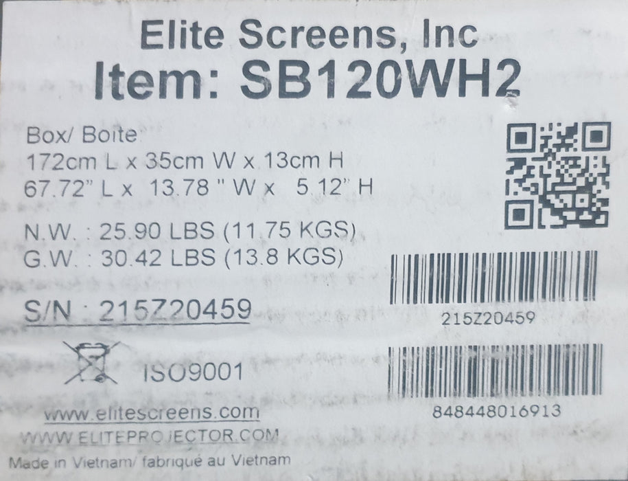 Elite Screens Sable Frame B2 120-INCH Projector Screen (SB120WH2)